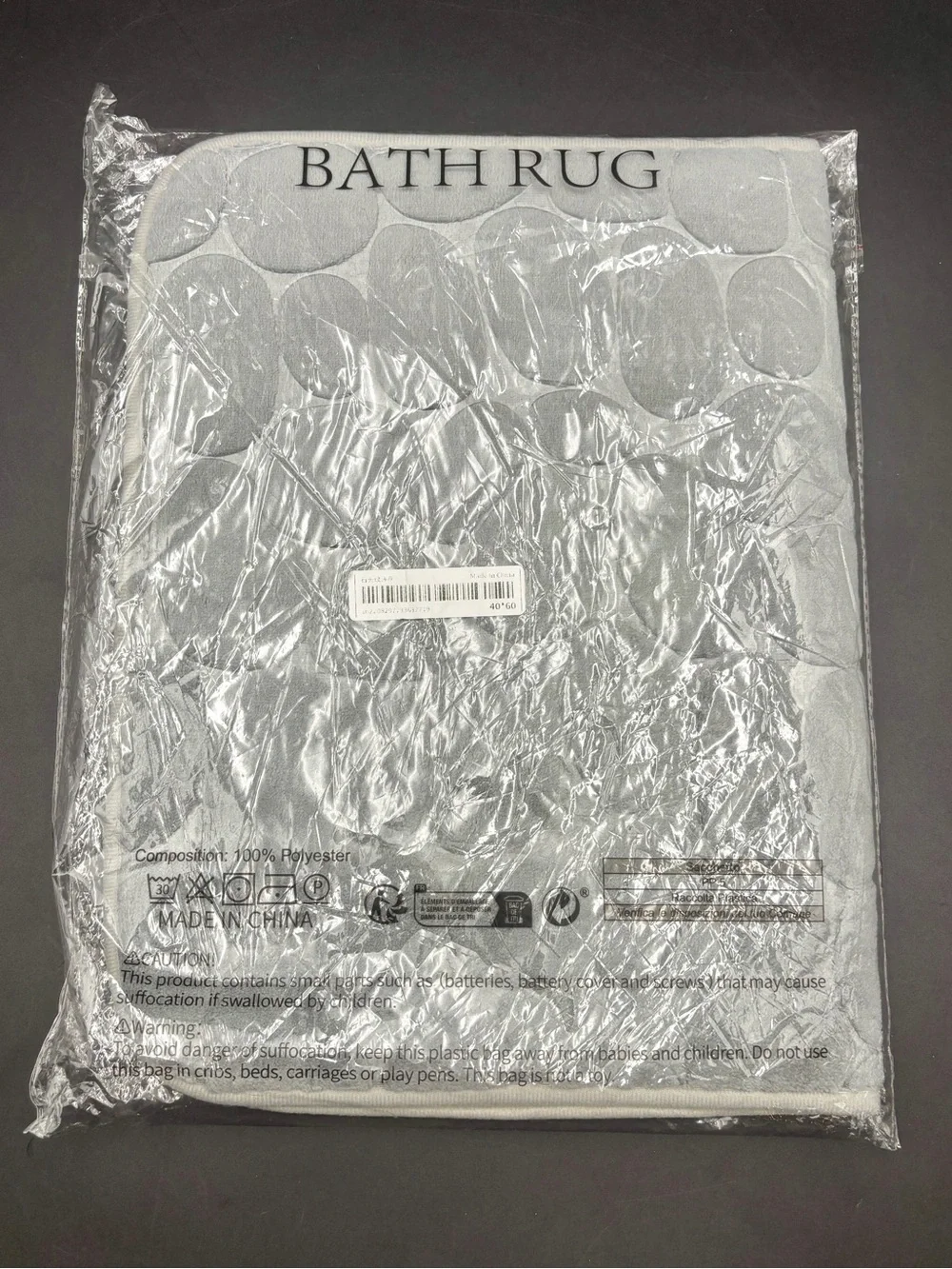 Brand New Gray Cobblestone Memory Foam Bath Mat Non-Slip Absorbent Rug Fast Ship